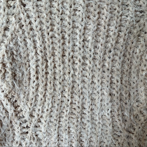 Candies women’s eyelash chenille long sleeve cable knit sweater, Large, beige - Picture 6 of 8